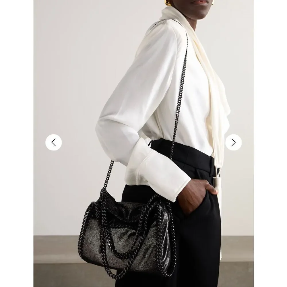 STELLA MCCARTNEY NWOT black The Falabella mini vegetarian brushed-leather